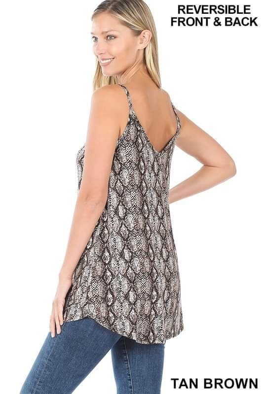 Snake Reversible Tank Top: V Neck & Round neck