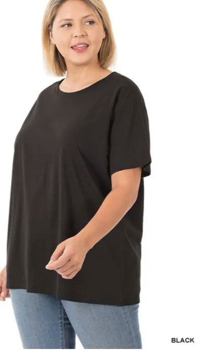 Only Plus Size Soft, Comfortable Solid Top Light Weight, Great with Leggings, Crew Neck 4 Color options