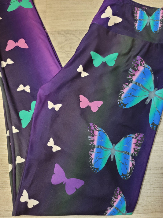 Stunning Ombre Butterfly Leggings, Yoga Band