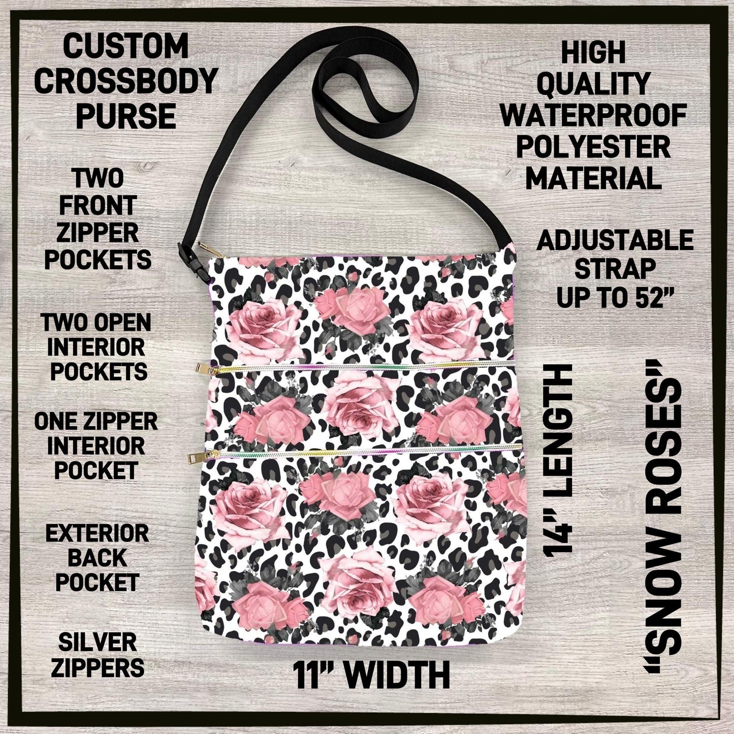 Custom Crossbody Bag, Lots of Pockets and adjustable Strap