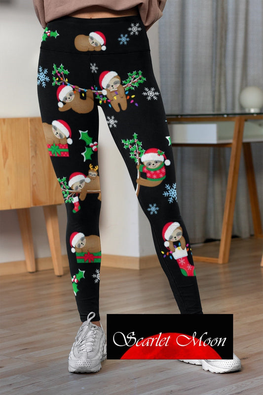 Adorable Winter SLOTHS! - Soft & Stretchy Designer Leggings