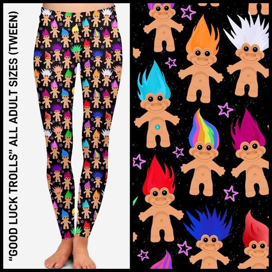 Adorable Vintage Good Luck Trolls! Hyper Stretch and softness! Yoga Band.