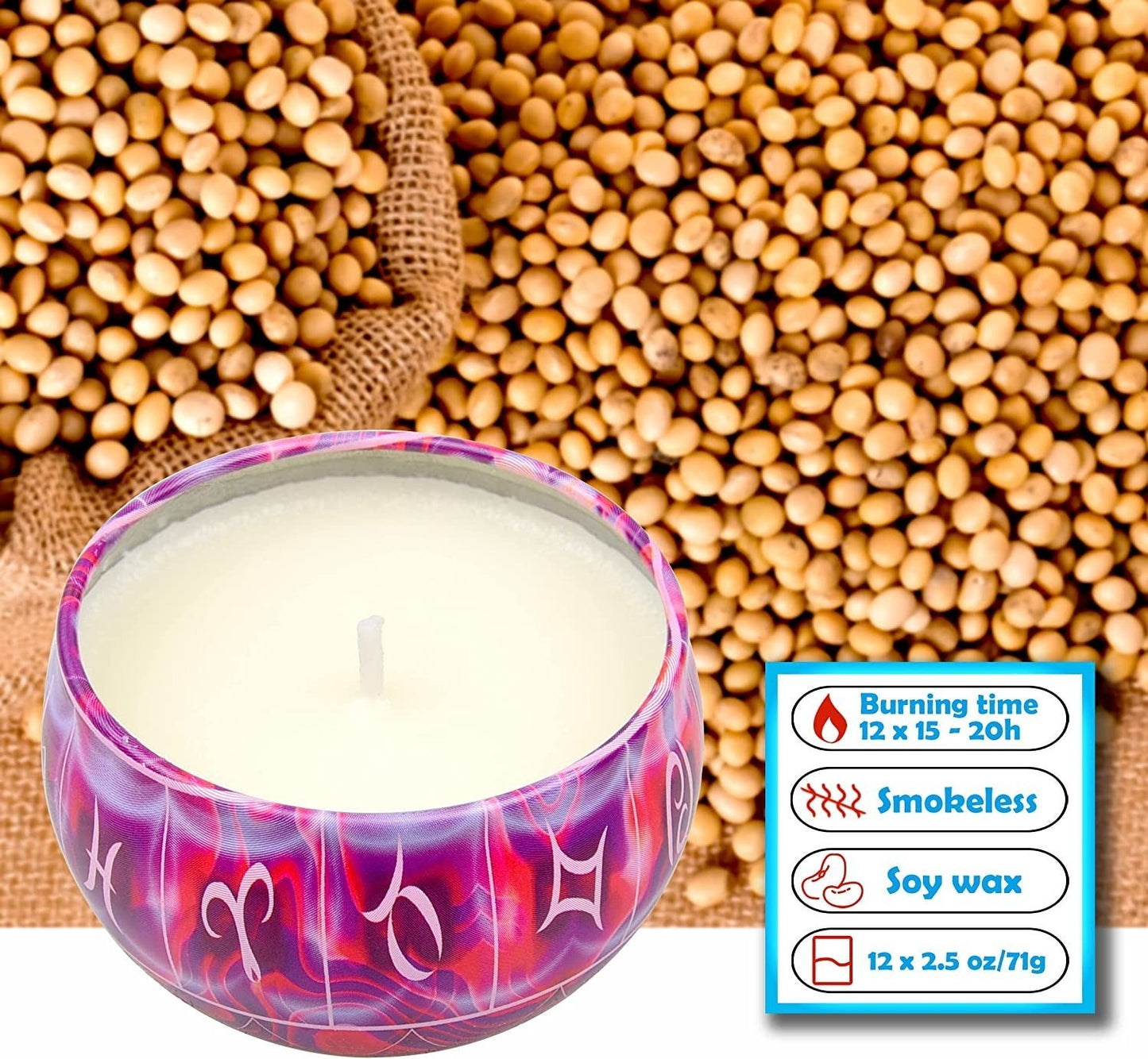 4 Small (2.5 oz) Mystery Scented Constallation Candles in Adorable reuasable Containers