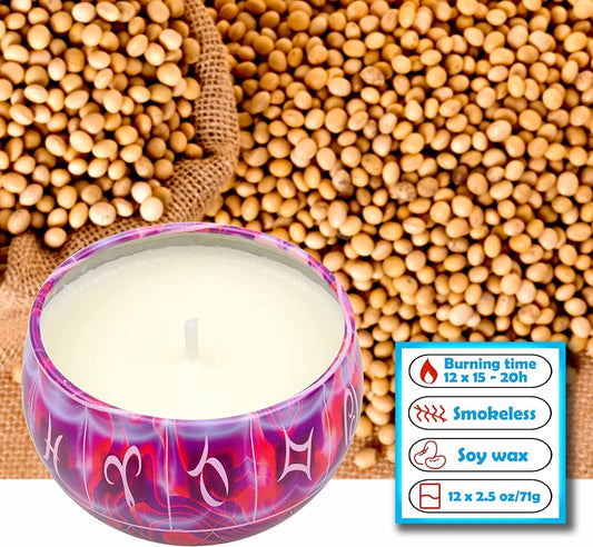 4 Small (2.5 oz) Mystery Scented Constallation Candles in Adorable reuasable Containers