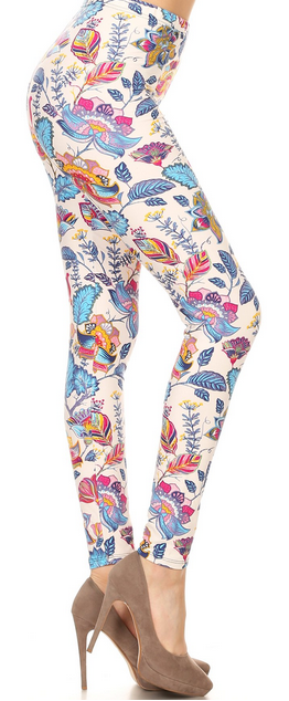 Blooming Spring, Select Standard Leggings, Elastic Band