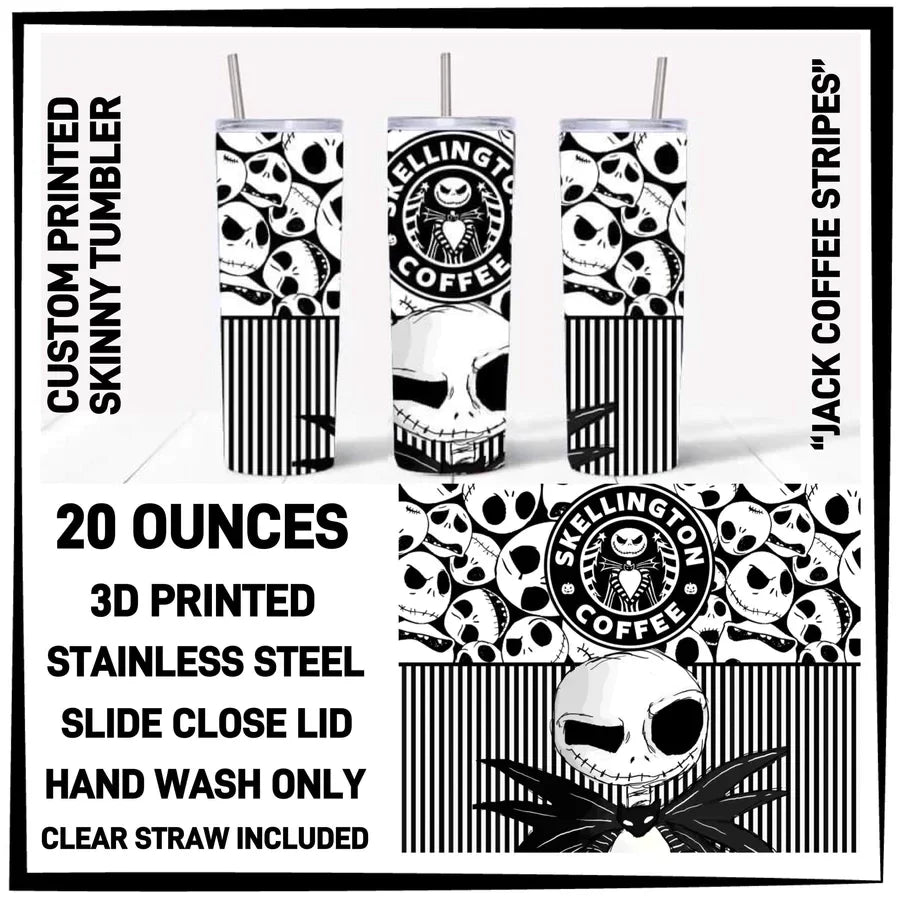 Variety of Custom Tumblers, Stainless Steal 20 oz. Clear Slide Close Lid, Clear Straw for Optional Use.
