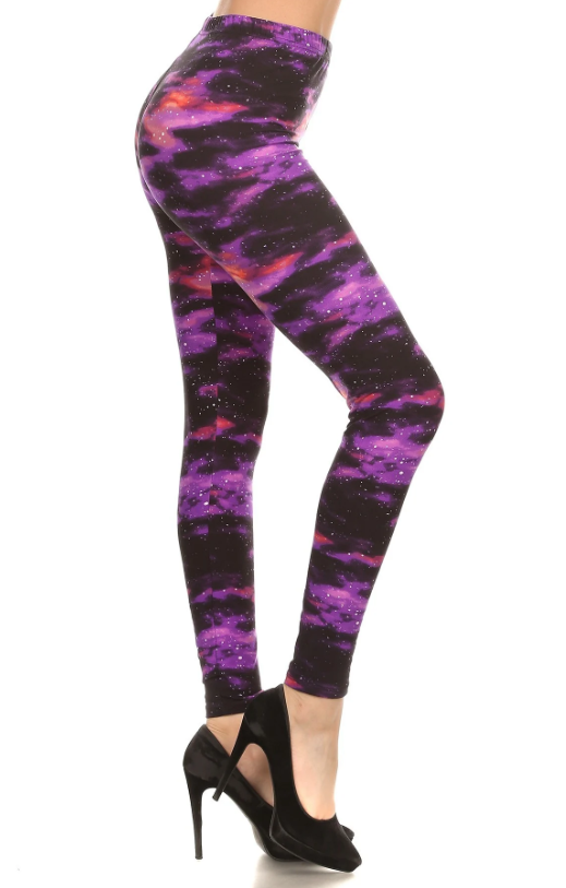 Purple Galaxy, Elastic Band Leggings