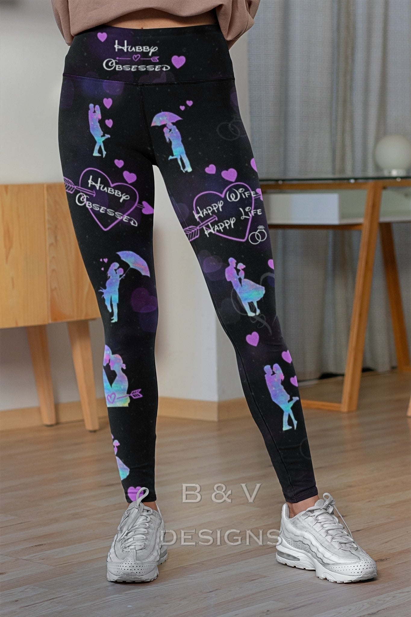 Happy Wife Happy Life Designer Leggings. Hyper Stretch and softness! Yoga Band.